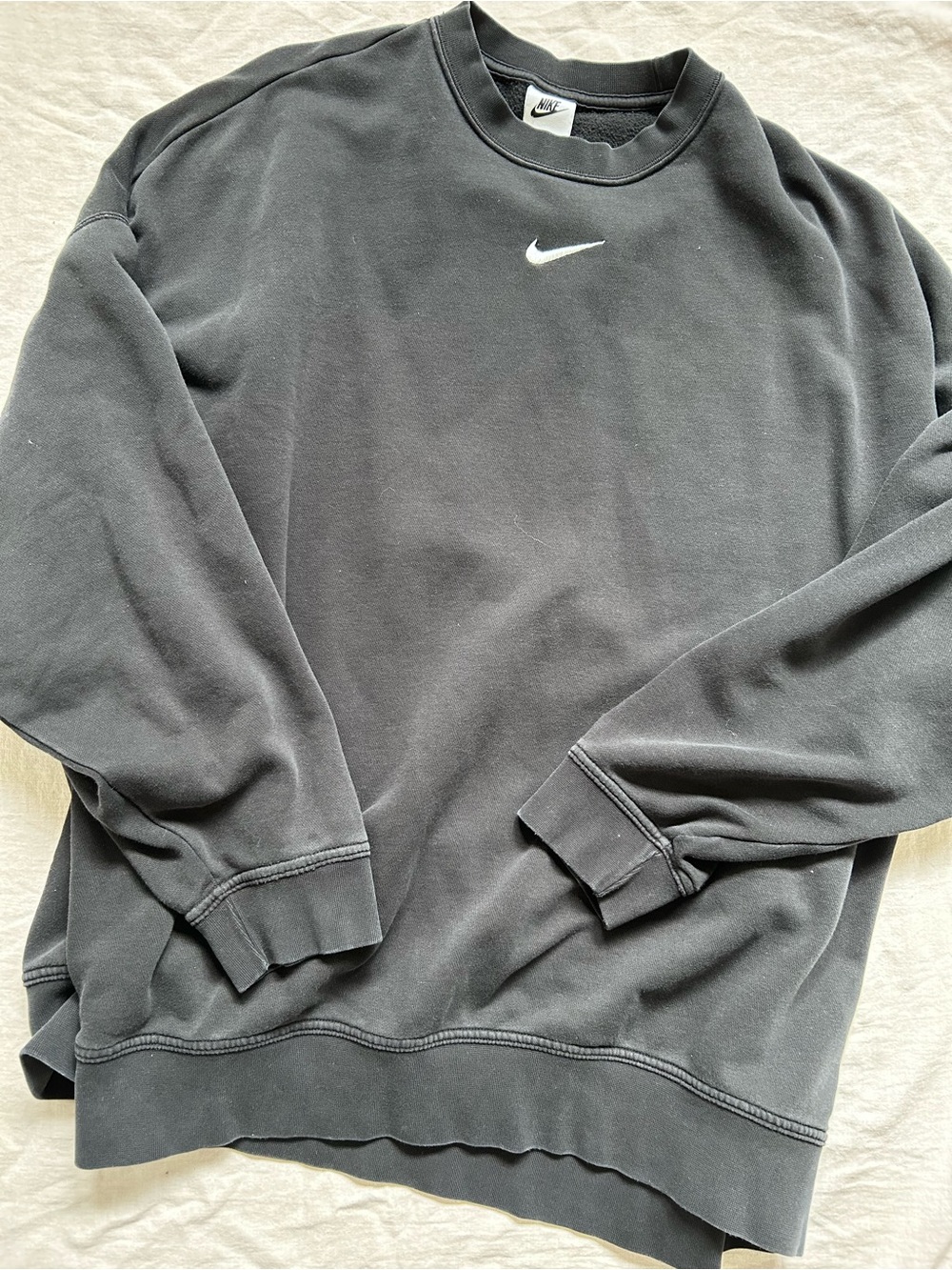 Nike Men’s Charcoal Crewneck Sweatshirt with White Swoosh - Picture 3 of 3